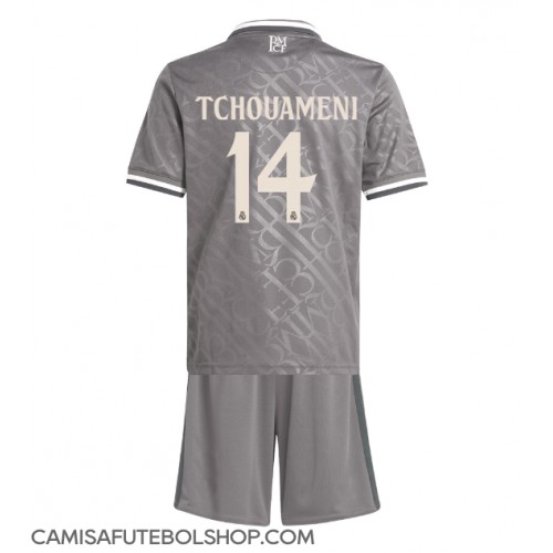 Camisa de time de futebol Real Madrid Aurelien Tchouameni #14 Replicas 3º Equipamento Infantil 2024-25 Manga Curta (+ Calças curtas)